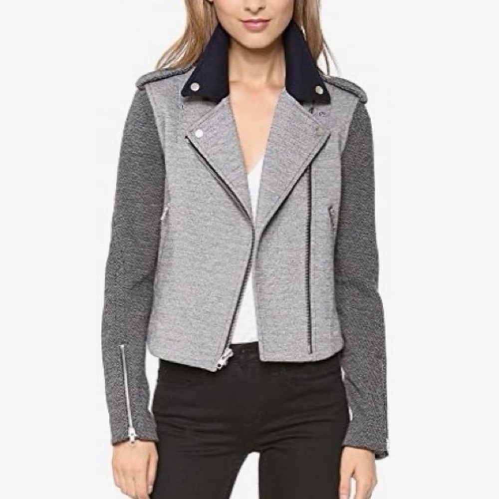 Theory Adashi K Moto Jacket Blazer Tweed Wool Quiet Luxury Business Casual Med - Picture 16 of 16